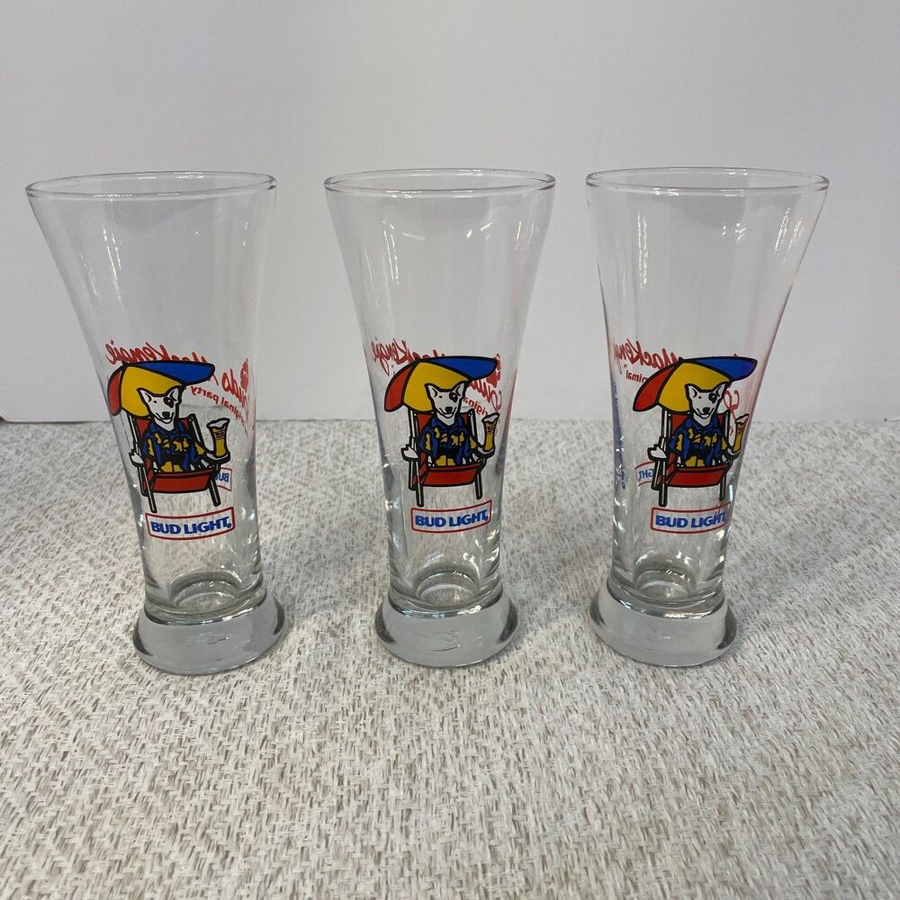 Vintage Spuds MacKenzie Party Animal Beach Bud Light Pilsner Glass 1987